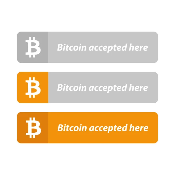 Bitcoin accepted here button — Stock Vector