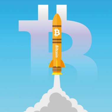 Bitcoin roket illüstrasyon simge