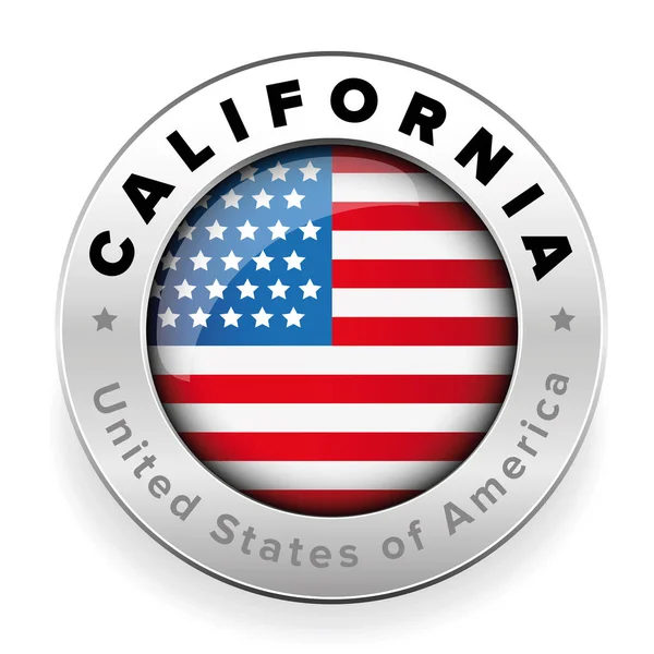 Kalifornien Usa stål-knappen — Stock vektor