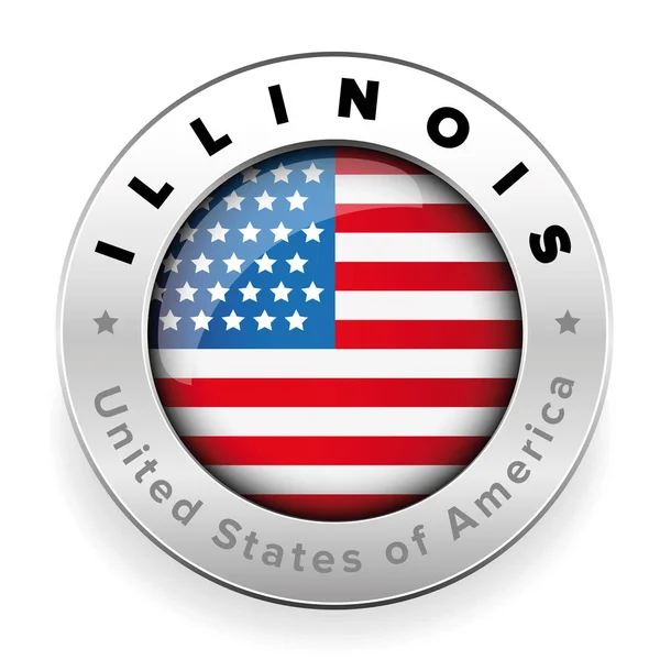 Illinois Usa σημαία κουμπί badge — Διανυσματικό Αρχείο