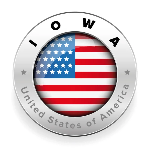 Iowa usa Flagge Abzeichen Taste — Stockvektor