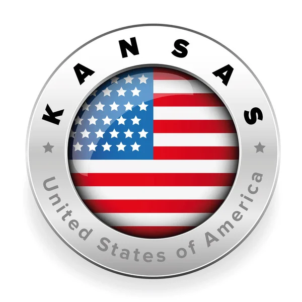Kansas usa flagge abzeichen button — Stockvektor