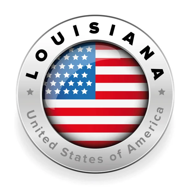 루이지애나 미국 국기 배지 버튼 — 스톡 벡터