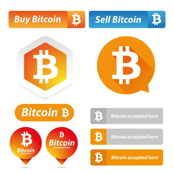 Bitcoin logo and button set — Stock Vector