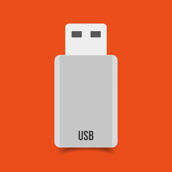 Icône USB vecteur plat — Image vectorielle