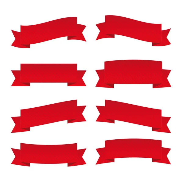 红丝带设置隔离 — 图库矢量图片