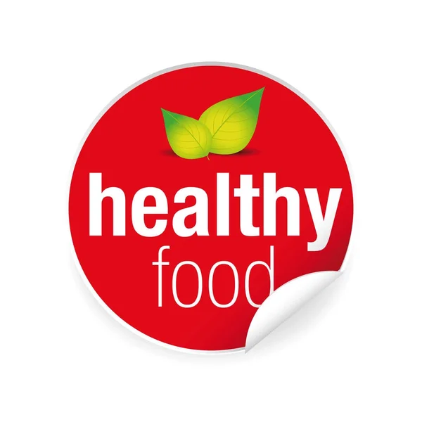 Etikett für gesunde Lebensmittel rot — Stockvektor