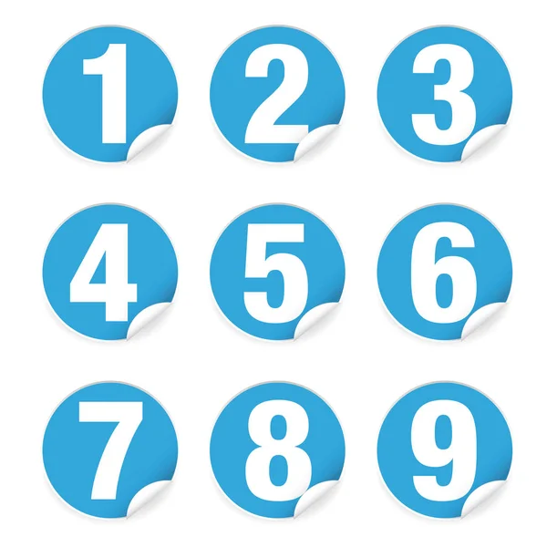 Anzahl Set Aufkleber blau — Stockvektor