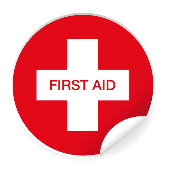 First Aid label sticker — Stock Vector