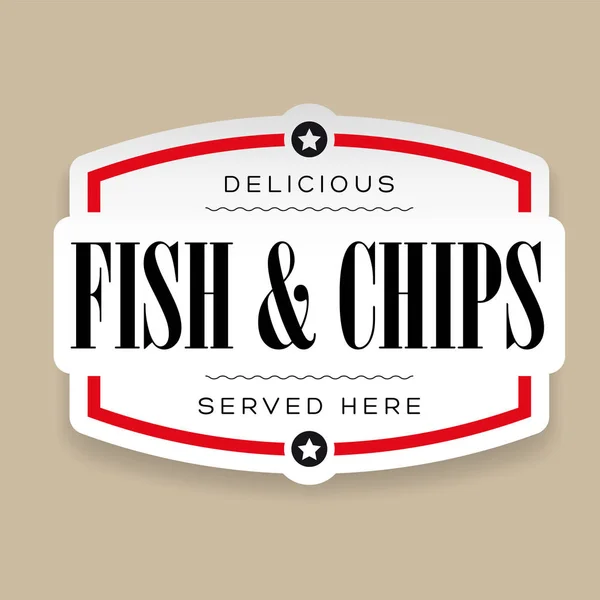 Vintage γράμματα πινακίδας με ψάρια και τσιπς — Διανυσματικό Αρχείο