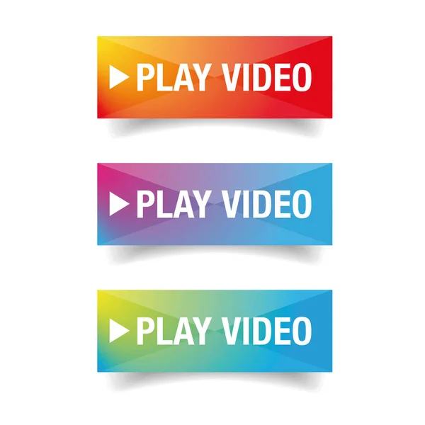 Reproducir conjunto de botones de vídeo colorido — Vector de stock