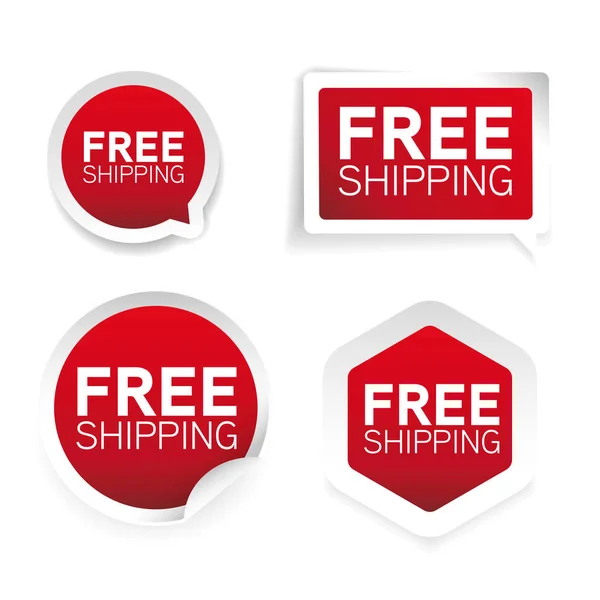 Free Shipping red label sticker — Stock Vector