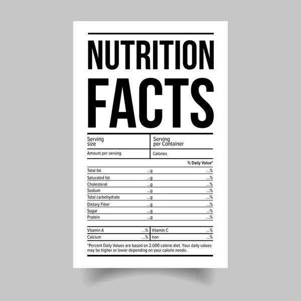 Información Nutricional Etiqueta de alimentos — Vector de stock