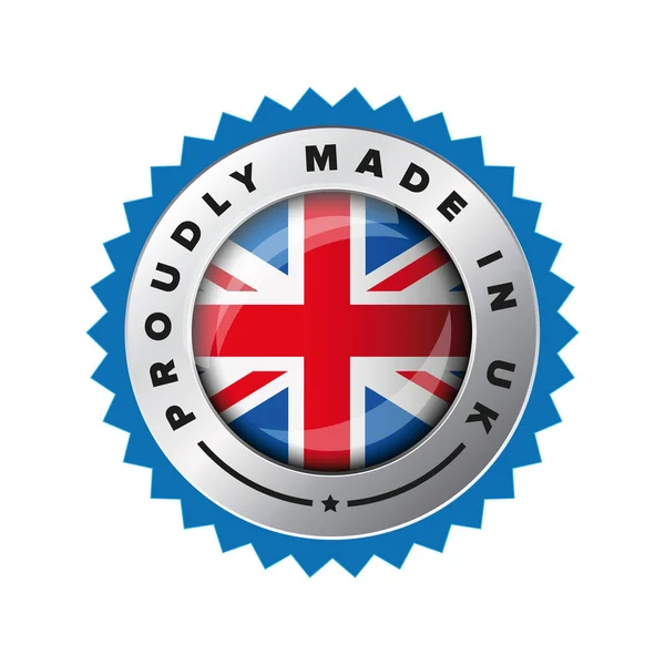 Proudly Made in UK flag button badge — Stockový vektor