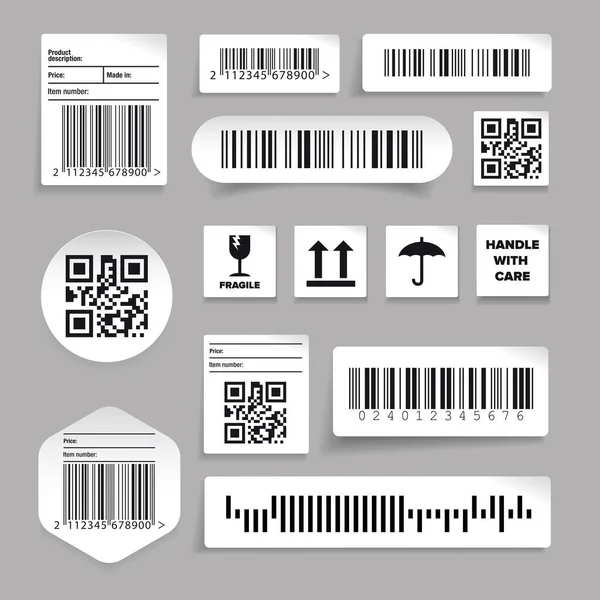 Barcode Labelset Sticker Vector Grijs — Stockvector