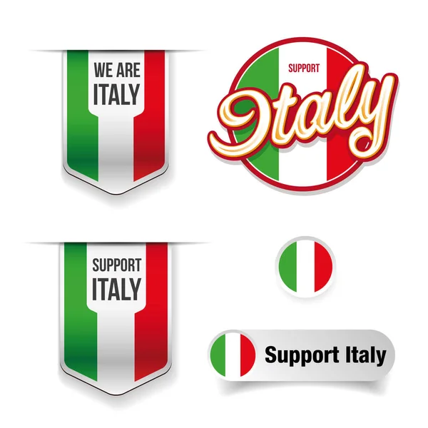 Support Italy flag ribbon badge vector