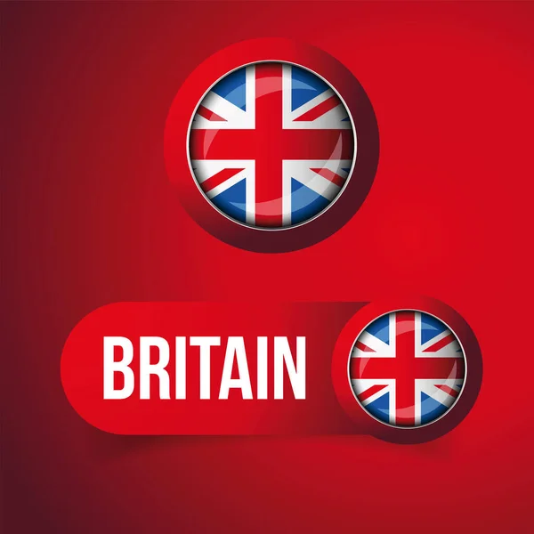 Przycisk Flagi Wielkiej Brytanii Czerwonym Wektorze Pola — Wektor stockowy
