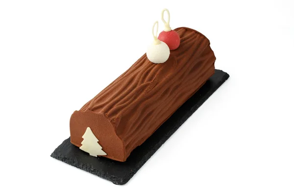 Choklad Dessert Med Nötter Isolerad Bakgrund — Stockfoto