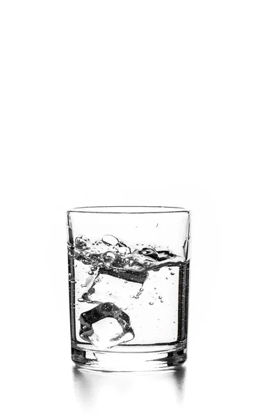 Cube Ice Thrown Glass Transparent Liquid — Stock Photo, Image