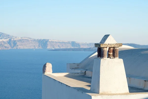 Horizont Und Abstrakte Formen Dach Des Dorfes Oia Santorin Griechenland — Stockfoto
