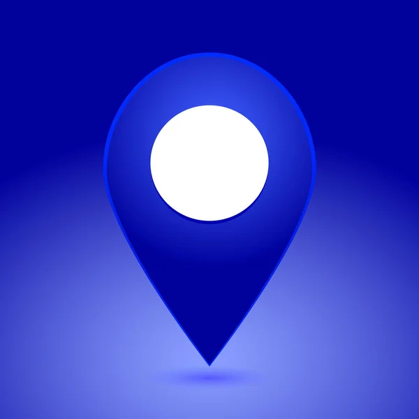 Simple Blue Pointer Design Map Dark Blue Background — Stock Vector