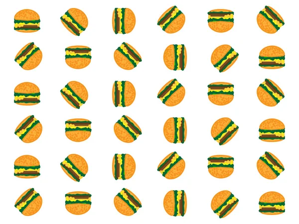 Egyszerű Fehér Háttér Tervez Val Sok Finom Hamburgert Különböző Összetevők — Stock Vector