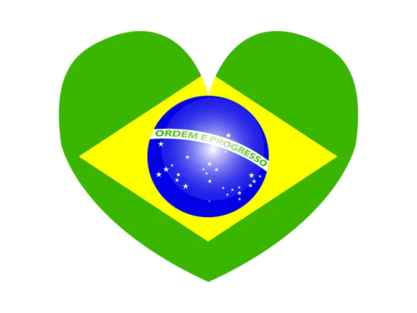 Incrível Desenho Uma Bandeira Brasileira Forma Coração Sobre Fundo Branco — Vetor de Stock