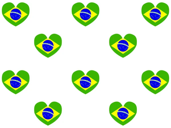 Amazing Design White Background Brazil Flags Form Hearts — Stock Vector
