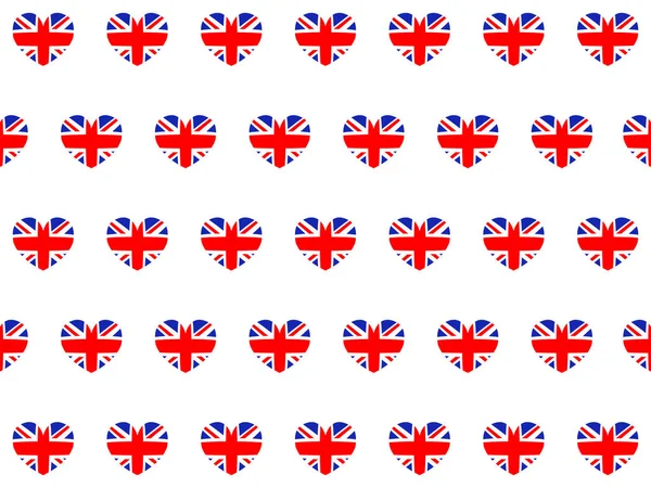 Conception Étonnante Fond Blanc Avec Des Drapeaux Britanniques Forme Cœurs — Image vectorielle