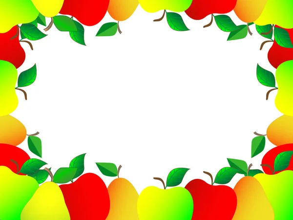 Erstaunliche Weiße Hintergrundgestaltung Mit Verschiedenen Frischen Früchten Wie Äpfeln Und — Stockvektor
