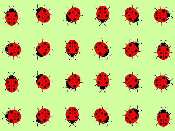 赤いテントウムシから薄緑色の背景の美しいシンプルなデザイン — ストックベクタ