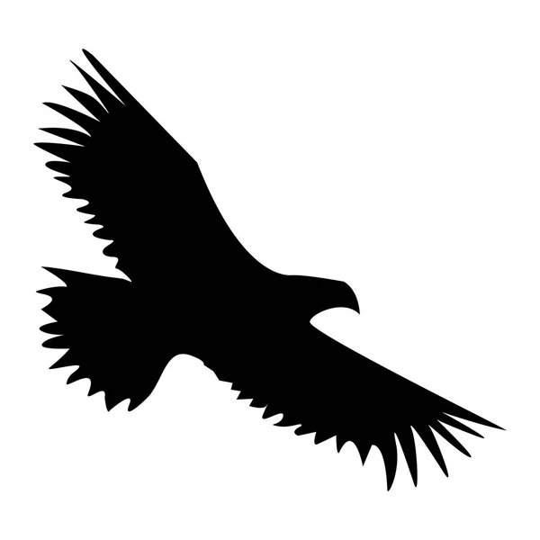 Silhouette Couleur Noire Aigle Dans Vol Sur Fond Blanc — Image vectorielle