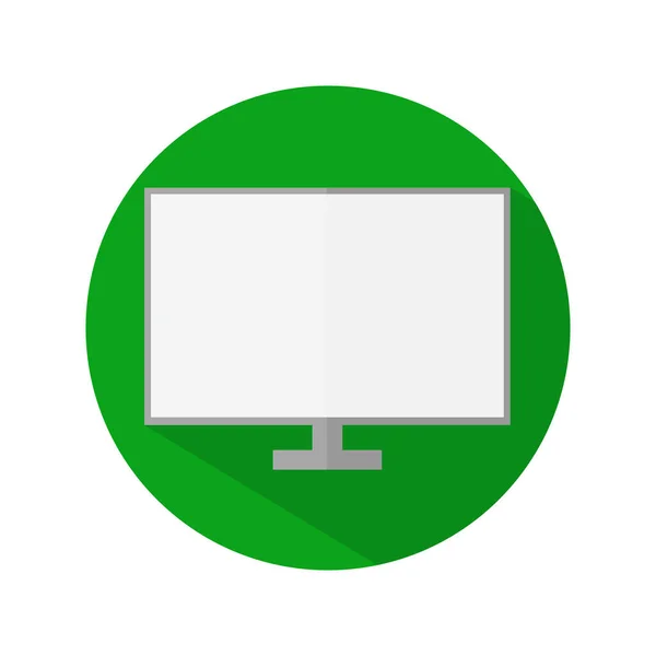 Sencillo Diseño Monitor Círculo Verde Sobre Fondo Blanco — Vector de stock