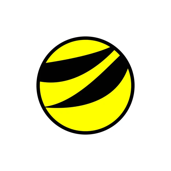 黄色い円および黒のストライプから作成された壮大なシンプルなロゴデザイン — ストックベクタ