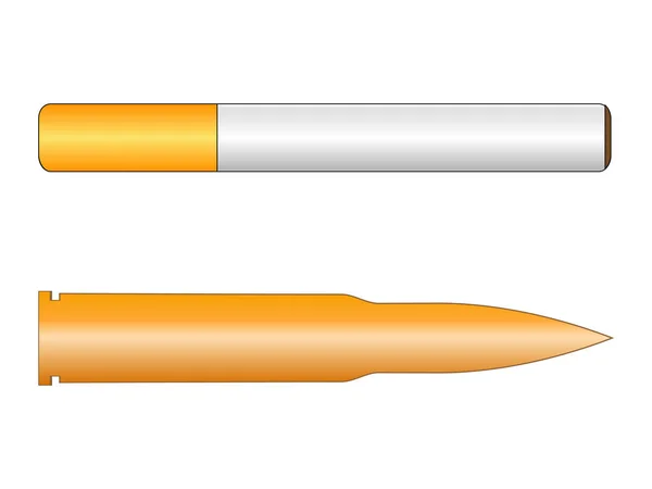 生命危险的概念以子弹和香烟的形式在白色背景下 — 图库矢量图片