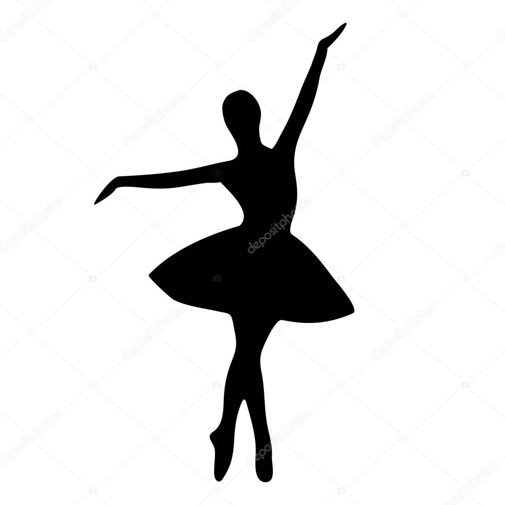 Elegant, beautiful silhouette of a dancing ballerina