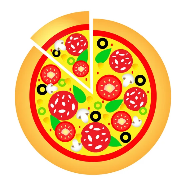 Nádherný Design Lahodné Horké Pizzy Různými Přísadami Bílém Pozadí — Stockový vektor