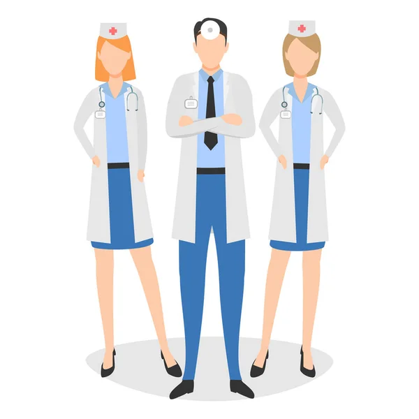 Ärzteteam Konzeptvektorillustration Mit Fünf Ärzten Isoliert Auf Weißem Hintergrund — Stockvektor