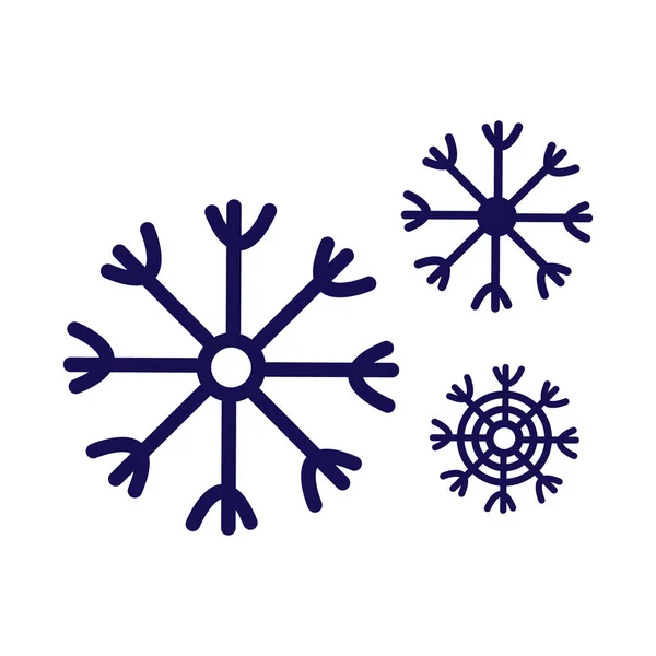 Sneeuwvlok Doodle Pictogram Vector Illustratie Geïsoleerd Witte Achtergrond — Stockvector