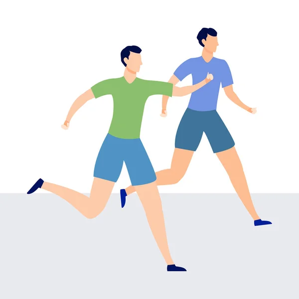 Two Men Running Marathon — Stock Vector