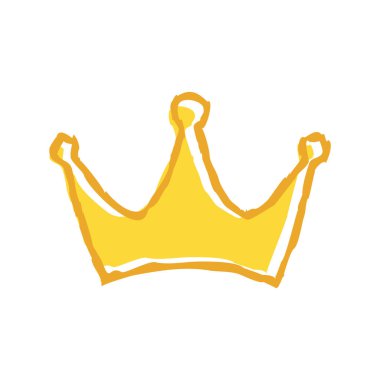 Altın taç vektör ikonu. El yapımı çizimler izole edildi