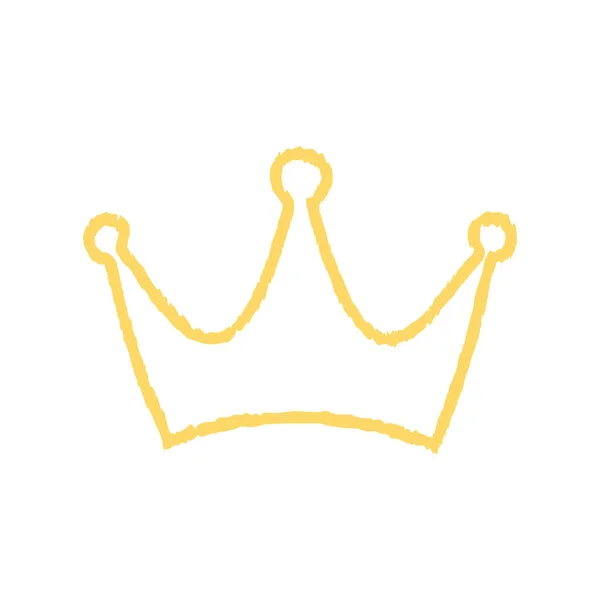 Icona Vettoriale Corona Oro Illustrazione Fatta Mano Isolata — Vettoriale Stock