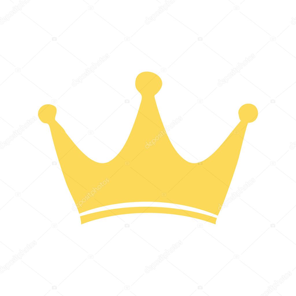 Golden crown vector icon. Hand made illustration isolated
