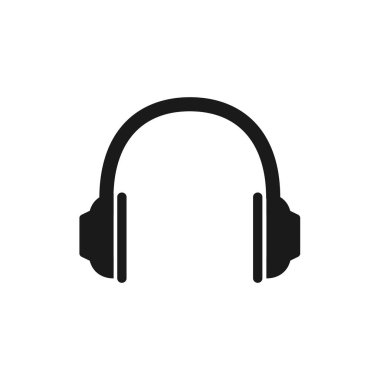 Beyaz arkaplanda siyah kulaklık vektör çizimi izole edildi