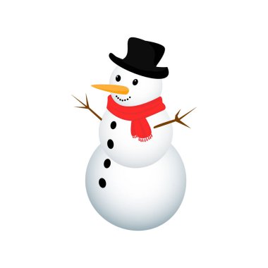Beyaz arkaplanda izole edilmiş Noel Kardan Adam ikonu vektör çizimi