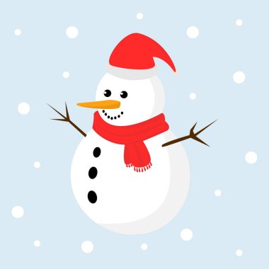 Beyaz arkaplanda izole edilmiş Noel Kardan Adam ikonu vektör çizimi
