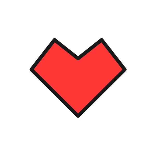 Ikona Wektora Serca Wektor Kreskówki Płaski Symbol Miłości Izolowane Białym — Wektor stockowy