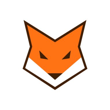 Tilki suratlı logo. Beyaz arkaplanda vektör simgesi çizimi izole edildi