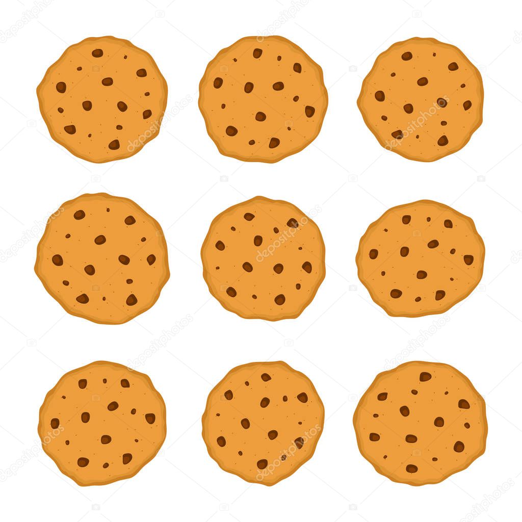 Chocolate tasty chip vector icon isolated on the white background 