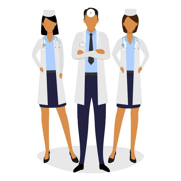 Medical Team Concept Vector Illustration African Doctors Isolated White Background — 스톡 벡터